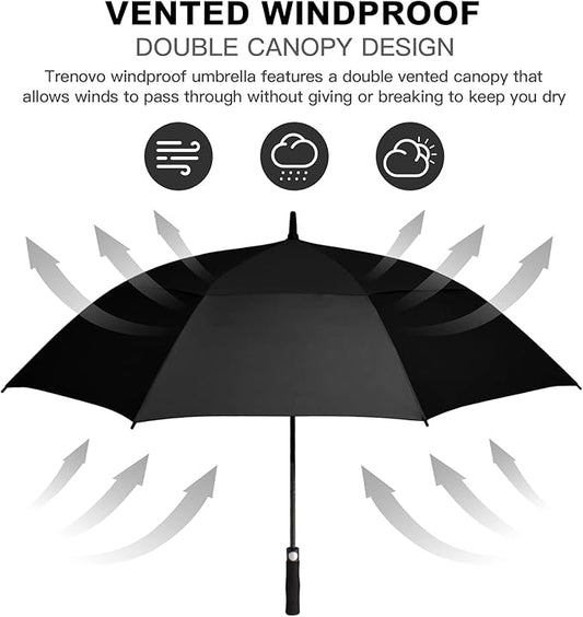 Auto Open Golf Umbrellas 62/68/72 Inch Extra Large Oversize for Business & Home, Ventilated Double Canopy Windproof Waterproof Stick Umbrella for Rain & strong wind