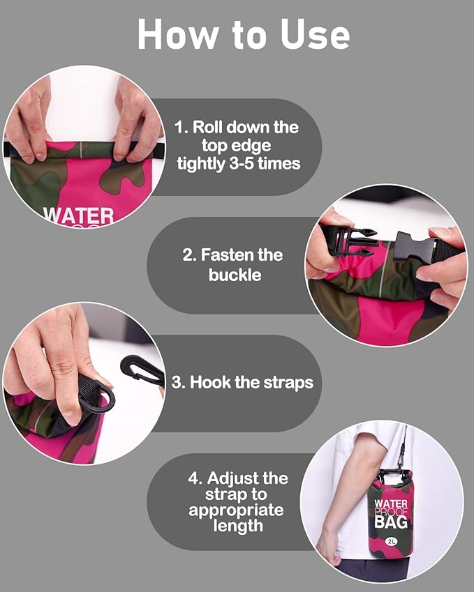 babygoal Waterproof Dry Bag and Wet Bag, Roll Top Waterproof 2L Backpack Sack for Travel,Swimming,Kayaking, Beach, Rafting, Boating, Hiking, Camping and Fishing 2WLL07-B