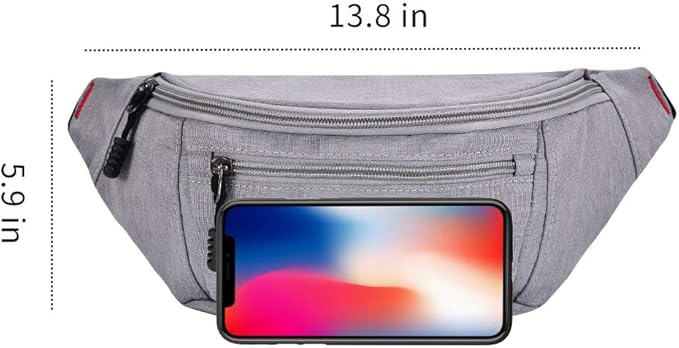 2 Packs Fanny Packs for Men and Women, Water Resistant Sports Waist Pack Bag Bum Bag for Travel Hiking Running (Black + Gray)