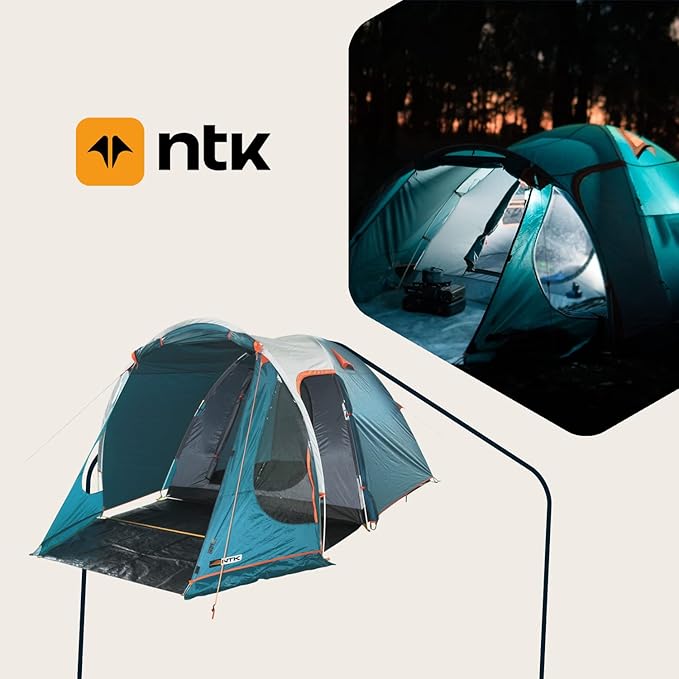 NTK Indy GT 4/6/8 Person Outdoor Tent for Camping | Extended Front & Canopy | 100% Waterproof Dome & Breathable Mesh | 3 Season Easy Setup Tent