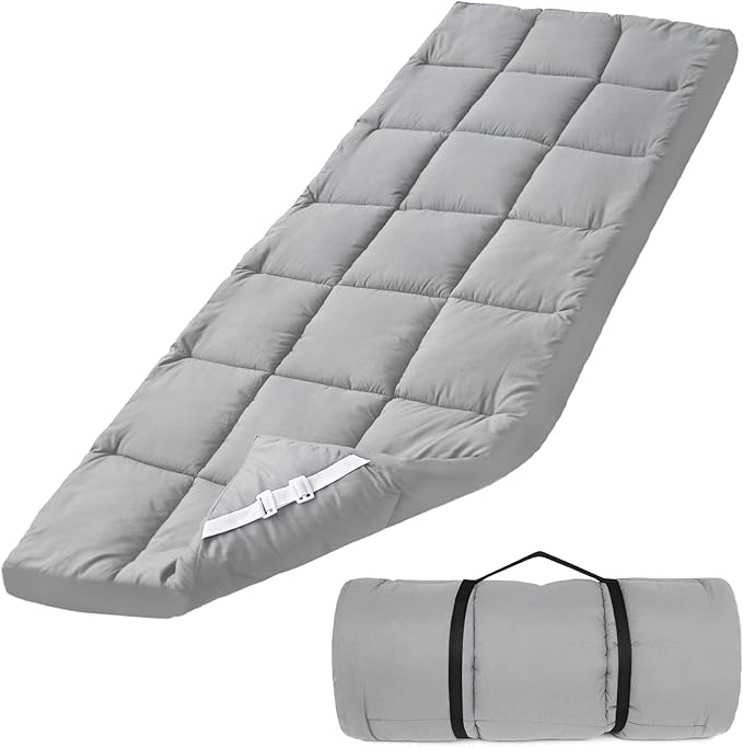 Navy Cot Mattress Topper - Quilted Pads for Camping, 75"x30" for Camp Cot/Rv Bunk/Narrow Twin Beds