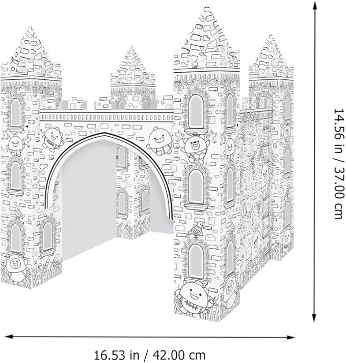 1 Set Colorizing 3D Castle Paper Fairy Tale Castle Paintable Cardboard Castle Kids Art Craft Supplies for Indoor Outdoor Fun