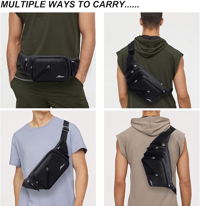 Fanny Pack Waterproof Waist Bag Pack Men Women Hip Bum Bag With Water Bottle Holder Adjustable Strap Suitable For Outdoors Workout Traveling Hiking Cycling Dog Walking Pouch Bag(black)