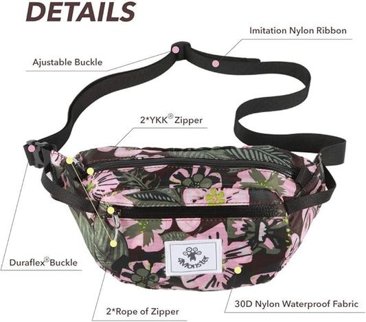 4Monster Hiking Waist Packs Portable,Water Resistant Fanny Bag with Adjustable Strap,Lightweight Crossbody Chest Bag Slim Bag