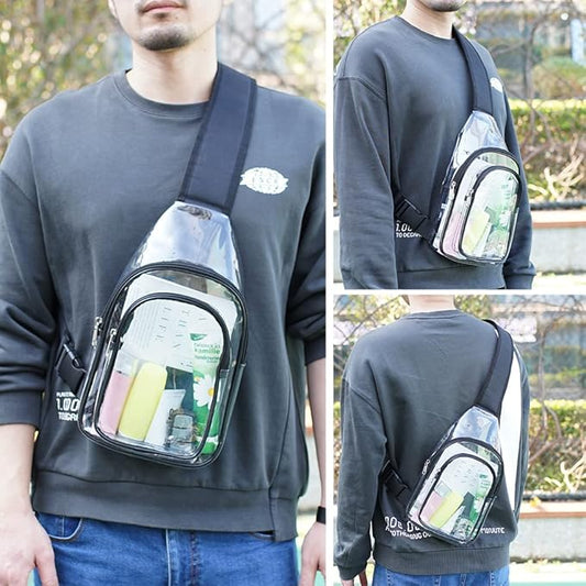 Clear PVC Sling Bag - Stadium Approved Clear Shoulder Crossbody Backpack