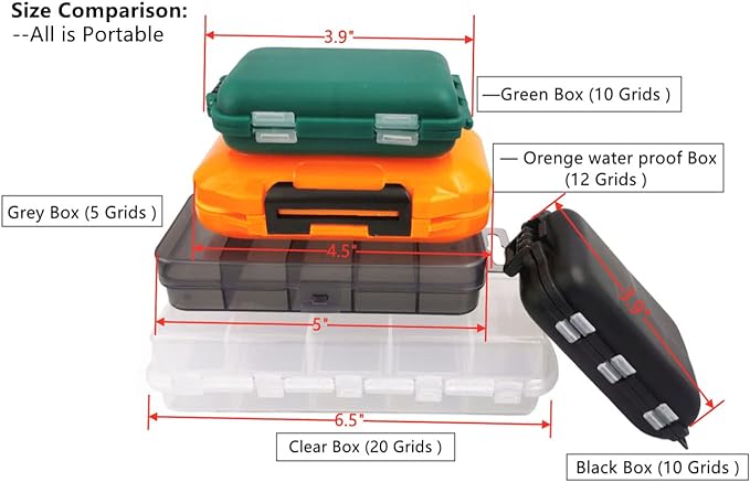 2x Small Hard Fishing Tackle Box Portable Case Hooks Lure Baits Storage Box Containers For Storing Swivels Jigs Hooks Sinker,20 Compartments (White)