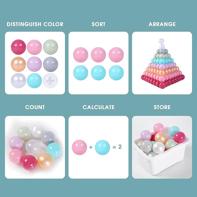 Ball Pit Balls Plastic Balls for Ball Pit Phathalate Free BPA Free Plastic Balls 100pcs 2.2" Set for Toddlers for Play Tent Tunnel