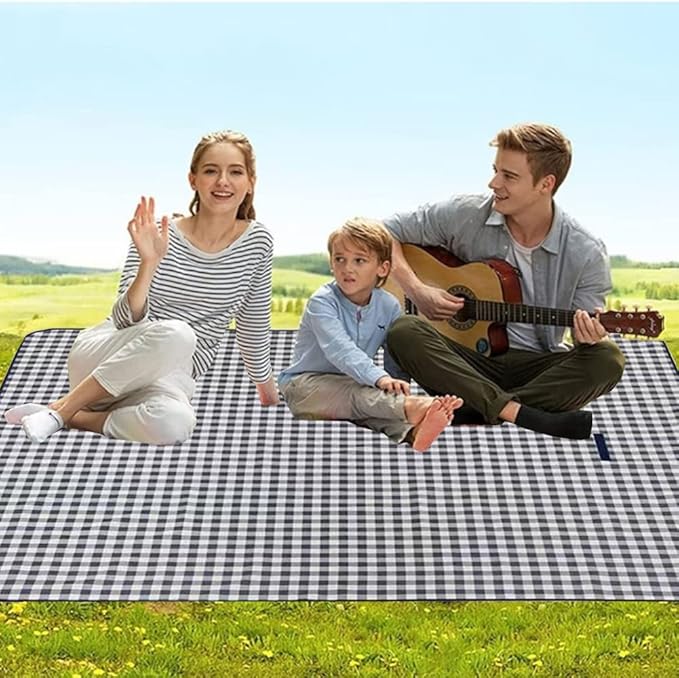 Outdoor Picnic Blanket, Foldable Waterproof Sand Beach Mat, Large 80x60in Beach Camping Hiking Travel Family Concerts Portable Beach Blankets (Dark Blue)