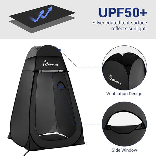 WolfWise Pop Up Privacy Shower Tent Portable Outdoor Sun Shelter Camp Toilet Changing Dressing Room