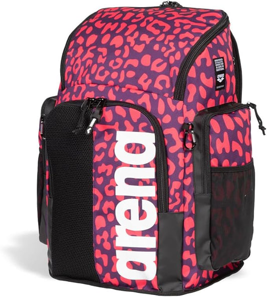 ARENA Spiky III Backpack 45 Swimming Athlete Sports Gym Rucksack Large Training Gear Equipment Swim Bag for Men and Women, 45 Liters, Violet/Geranium