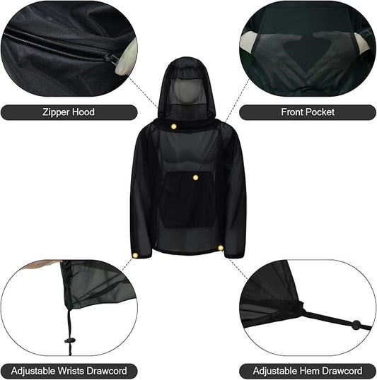 Mosquito Net Suit Camo Hunting Mesh Suit Bug Net Clothing with Hood for Outdoor Protection No-See-Ums Garden Camping