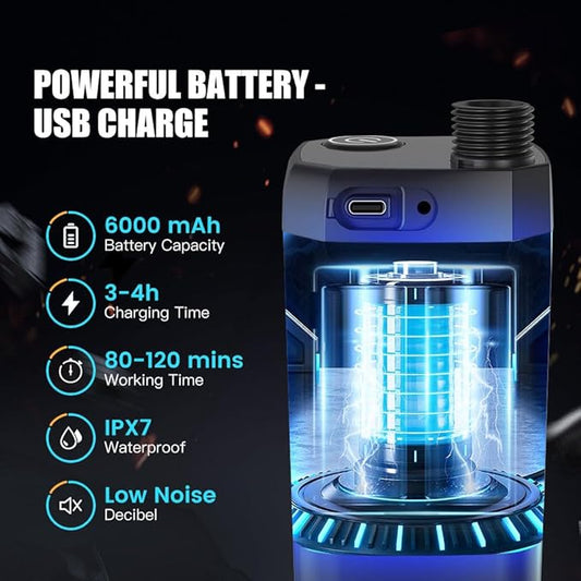 Portable Shower for Camping, 6000mAh Rechargeable Camping Shower Pump, IPX7 Waterproof, Adjustable Flow, with Handbag, Filtered Shower Head, 6ft Hose, Outdoor Camp Shower Kit for Camp, Travel, Beach