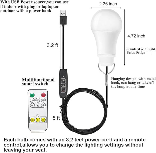 Taysing USB Light,USB Lamp,Camping Lights,7W Dimmable Hanging Portable Emergency Light Tent Lights for Power Station Solar Panel Charger Power Bank Power Outage Camping Outdoor Hurricane,2 Pack 5000K
