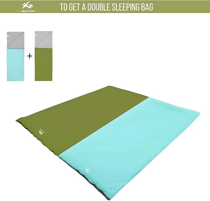 Warm Weather Sleeping Bag - Portable Waterproof Compact Lightweight, Packable for Kids, Teens Adults Camping Backpacking Hiking, Spring Summer Fall