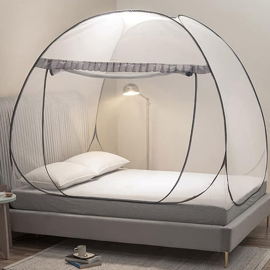 Mengersi Mosquito Net Tent for Bed,Pop-Up Bed Canopy with Net Bottom,Mosquito Netting Bed Tent for Kids Girls Boys,Bed,Suit for Indoor Outdoor (Twin XL,Gray)