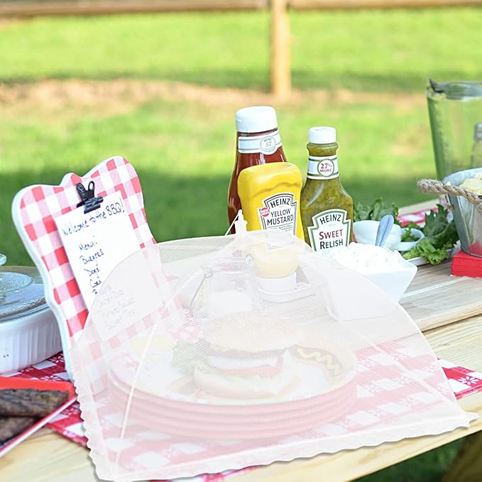 (3Pack) Pop-up Picnic Food Tent Covers, 17x17Inch Foldable Mesh Screen Food Covers for Outdoors, Reusable Food Cover Net Keep Out Flies, Mosquitoes…