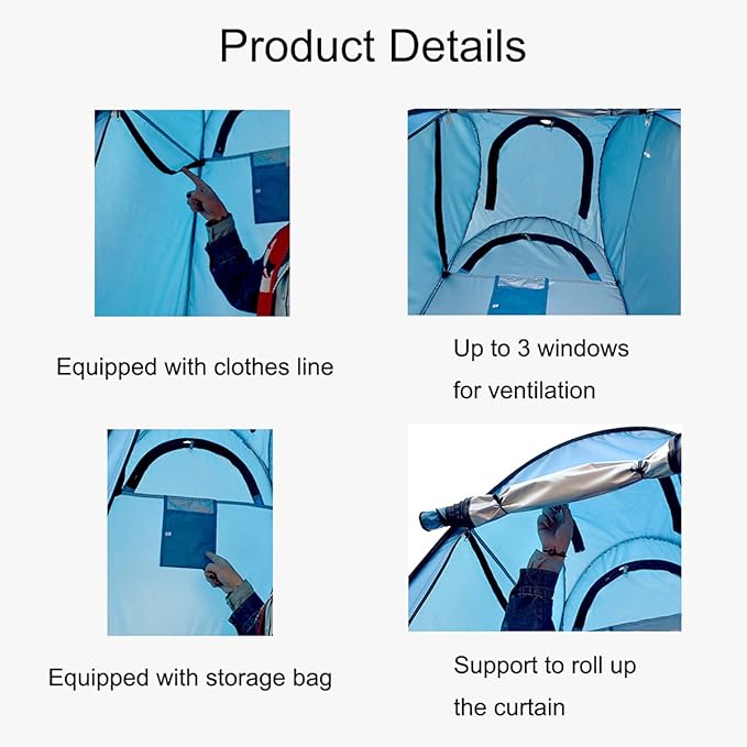 1-2 Person Portable Pop Up Shower Privacy Shelter Tents with 3 Windows, Waterproof Anti-UV Picnic Camping Fishing Shelter Tent, Outdoor Dressing Room Beach Isolation Sun Shelter (Camouflage)