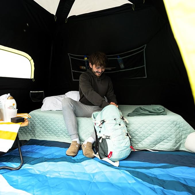 CORE Blackout Instant Cabin Tent | Large Family Pop Up Dark Room Tent with Easy Camp Setup | Included Storage Pockets for Outdoor Camping Accessories