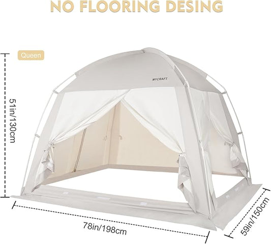 Bed Tents Canopy Bed–Privacy Dream Tent for Cozy Indoor Sleeping, Light-Reducing,and Breathable, with 4 Doors Floor Tent Bed–Available in Twin, Full, and Queen Sizes