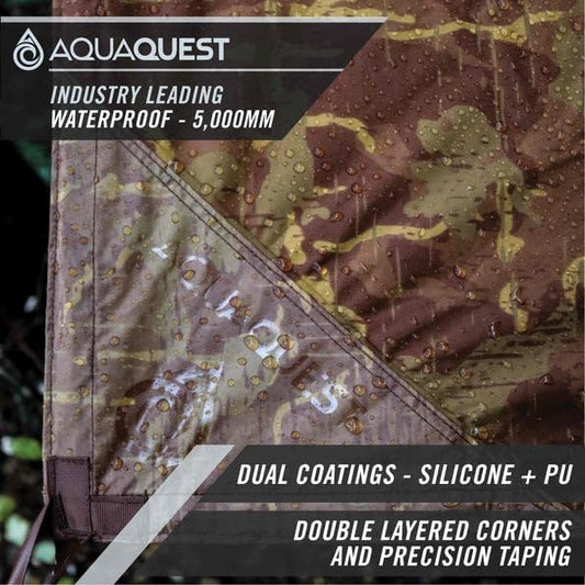 AquaQuest Safari Camping Tarp - Lightweight Durable Rain Fly - Waterproof Camping Essentials for Hiking, Backpacking & Hammock