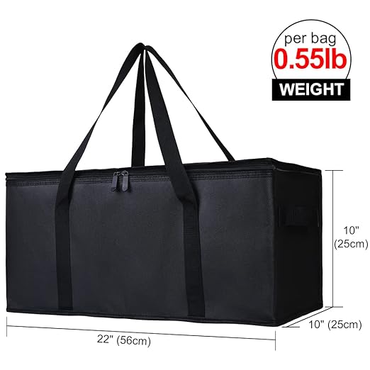 Bodaon 2-Pack Insulated Food Delivery Bag, 22" x 10" x 10" Insulated Pizza Delivery Bags for Hot/Cold Food, Black