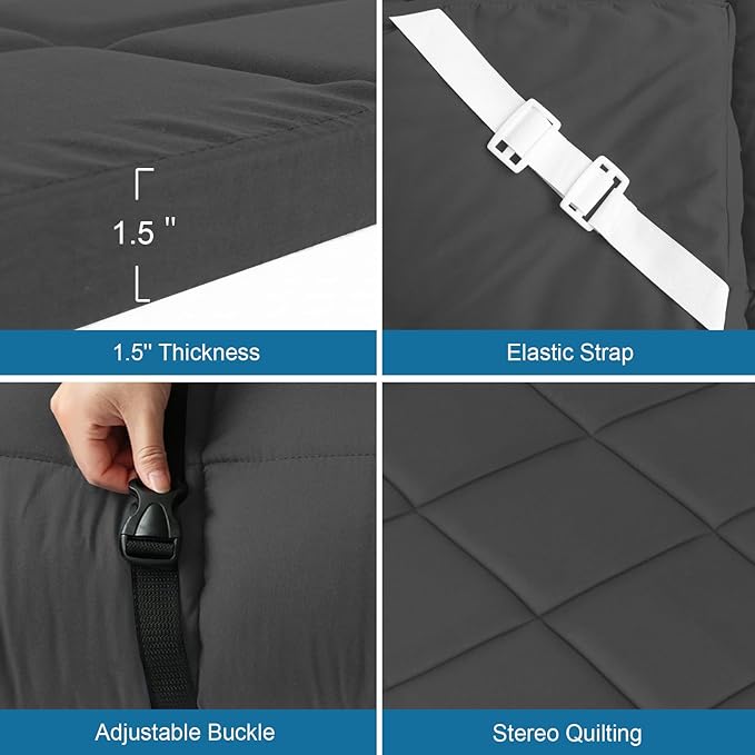 Navy Cot Mattress Topper - Quilted Pads for Camping, 75"x30" for Camp Cot/Rv Bunk/Narrow Twin Beds