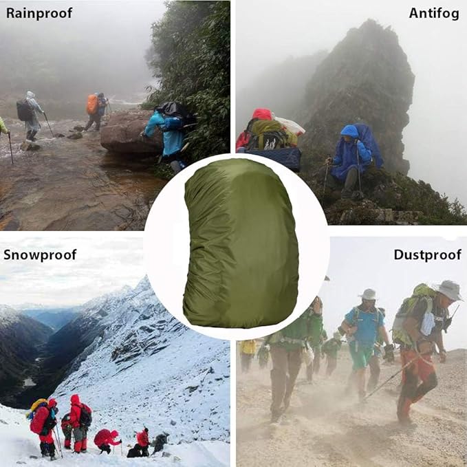 Waterproof Backpack Rain Cover with Adjustable Anti Slip Buckle Strap & Sliver Coating Reinforced Inner Layer for Camping, Traveling, Hunting, Hiking, Biking and More, 40-50L(Green)