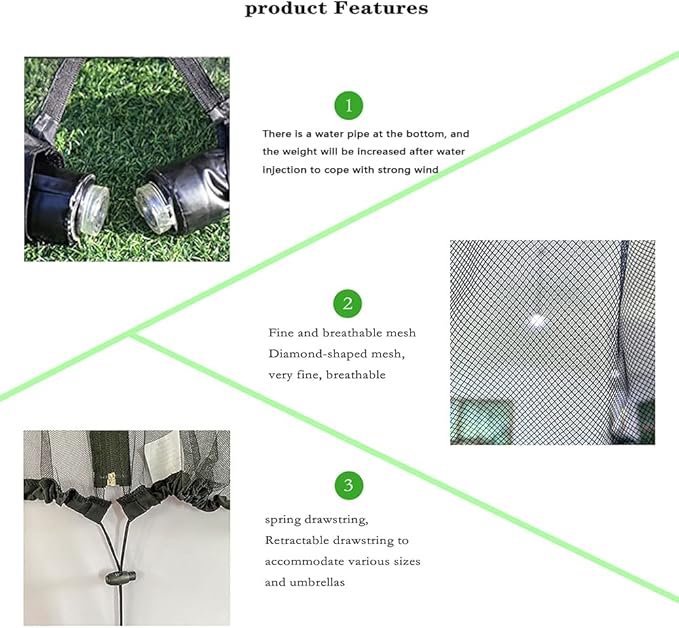 10FT Mosquito Net for Patio Umbrella Outdoors Screen Polyester Hanging Tent (Mosquito Net Only) (10FT)