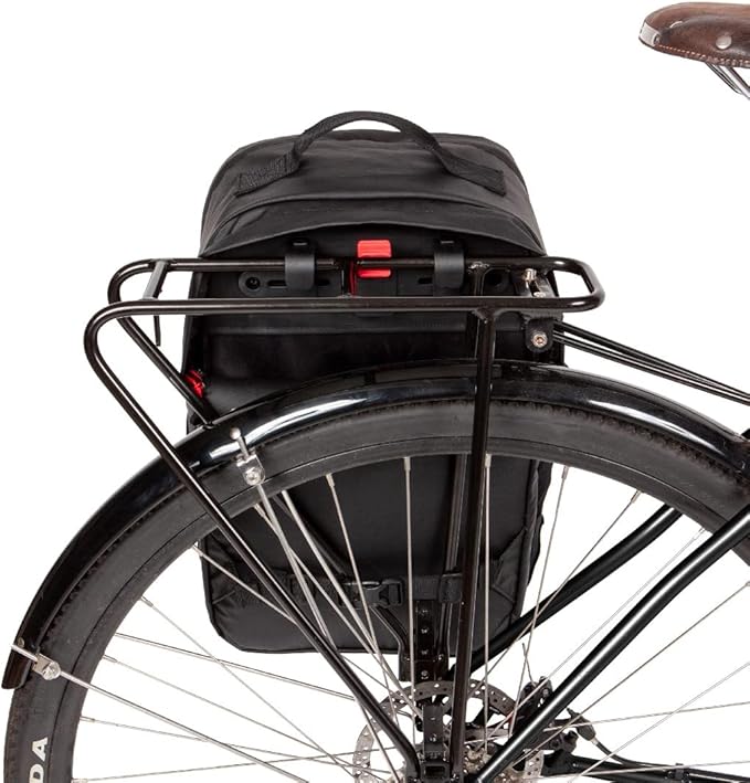Two Wheel Gear - Pannier Backpack Convertible LITE (22 Litre) - Weatherproof 2-in-1 Bike Commuting and Laptop Travel Bag, Recycled Ripstop Material, Black