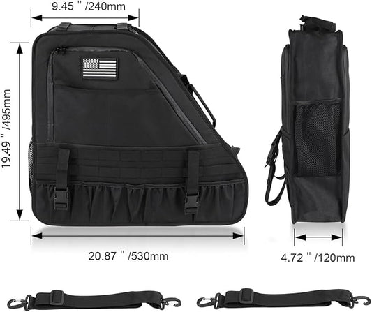 2Pcs Rear Roll Bar Storage Bags Car Trunk Cargo Cage Organizer Multi-Pockets Handbags Organizers Cargo Bag Saddlebag Kit Accessories for Ford Bronco Offroad 2/4 Door 2021-2024 (BLACK)