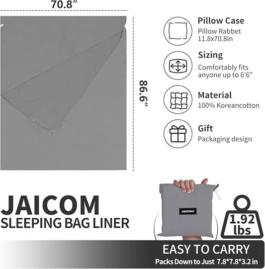 Sleeping Bag Liner - Travel Sheets for Hotel, Portable & Comfortable & Quick-Drying Adult Sleep Sack for Camping, Business Trips, Traveling, Hostel