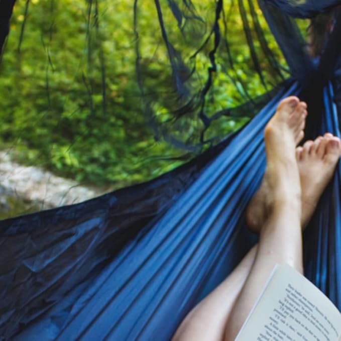 Hammock Net Camping Mosquito Net, No See Ums & Repels Insect, Polyester Netting for 360 Degree Protection, Double Sided Zipper for Easy Access Fits for All Camping Hammocks(Black)