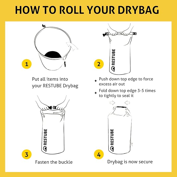 restube Waterproof Drybag - Premium Quality for Ultimate Protection | Versatile and Spacious | Ideal for Travel, Hiking, Water Activities | 100% Waterproof and Durable