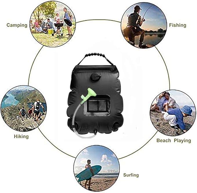 Solar Shower Bag Portable Shower for Camping Heating Camping Shower Bag 5 Gallons/20L Hot Water 45°C Switchable Shower Head for Camping Beach Swimming Outdoor Traveling Hiking…