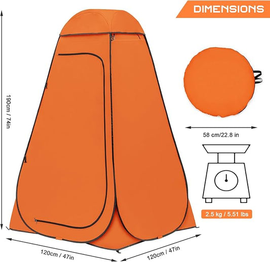 BRIAN & DANY Pop Up Shower Tent, Portable Privacy Camping Changing Tent, Camp Toilet Bathroom Pod with Rain Shelter & Windows, UPF 50+ & Waterproof, 47.2" x 47.2" x 74.8"