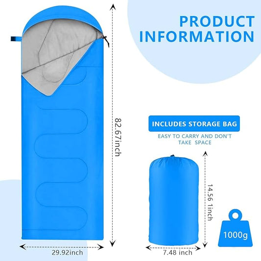 Camping Sleeping Bags for Adults Kids Portable Waterproof Lightweight Sleeping Bag 4 Seasons Winter, Fall, Spring, Summer Backpacking Hiking Mountaineering Indoor Outdoor Use