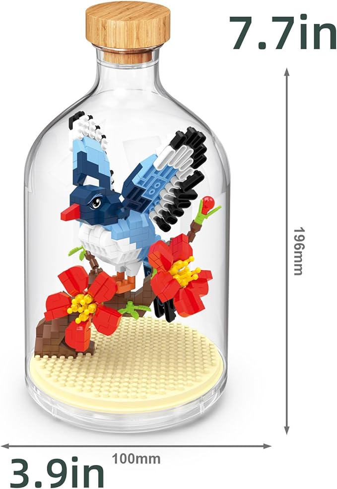 Thcbme Bird Animals Building Block Toy Set, Parrot, Swallow, Eagle, Creative Set to Build and Display, Compatible with Lego 6254100 Building Accessory, Great Gift for Kids with Ages 6+(Magpie 489pcs)