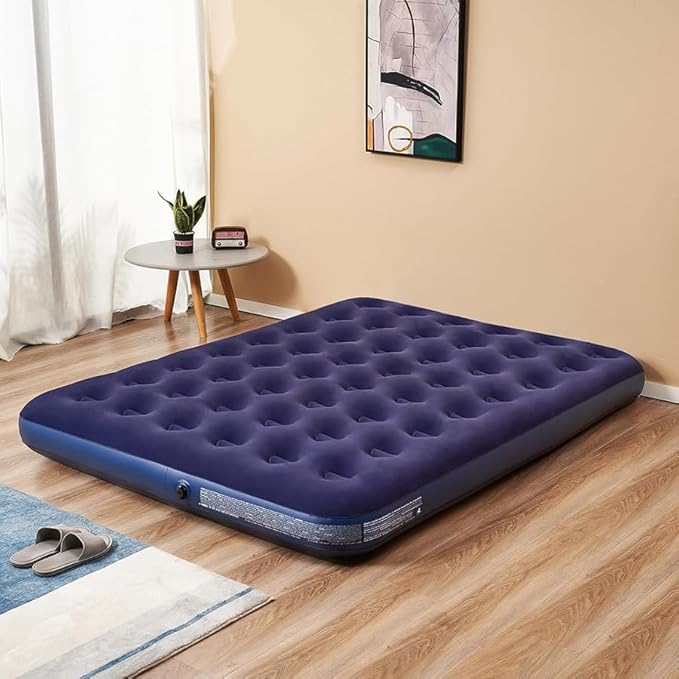 Queen Size Air Mattress - Inflatable Foldable Airbed for Camping, Home & Travel Guests, Waterproof Blow Up Mattress, Portable Sleeping Pad Accessories 80x60x9