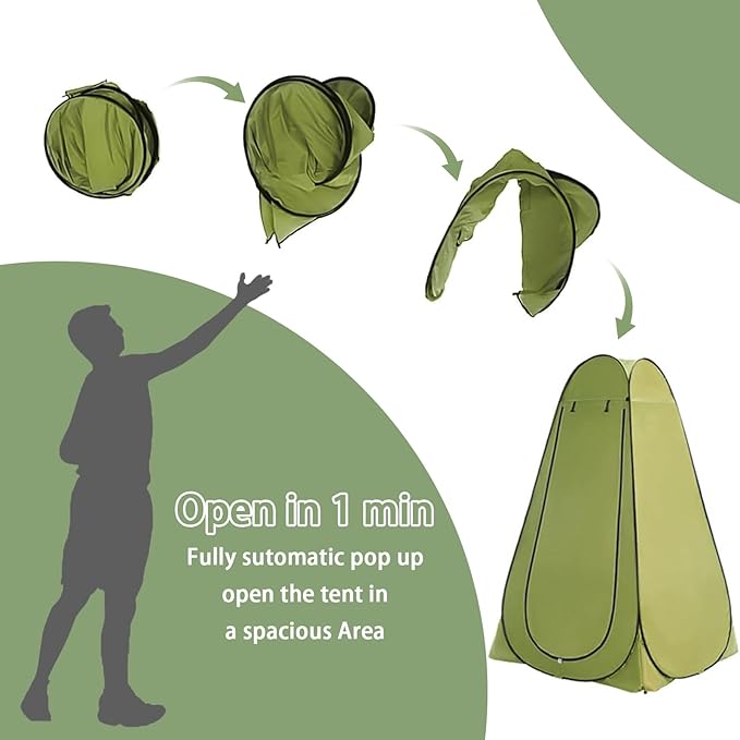 Portable Toilet Kit for Camping, XL Large Pop Up Privacy Tent and Toilet Bags, Washable Outdoor Showers Changing Rooms with Carry Bag (Green)