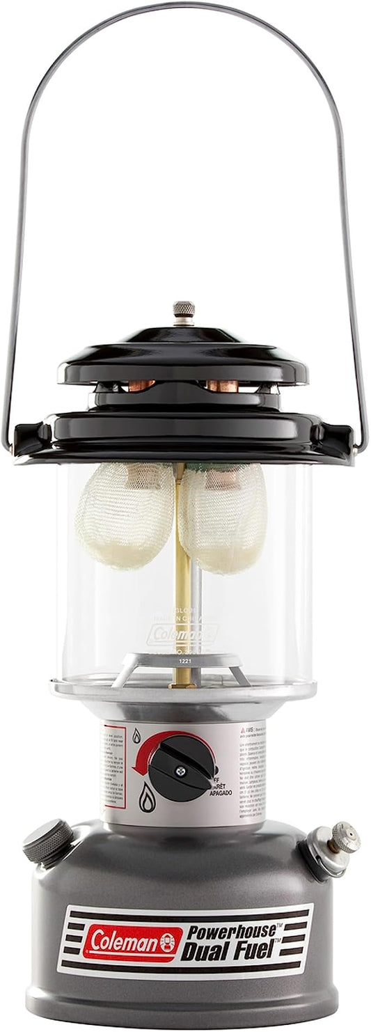 Coleman Powerhouse Dual Fuel Lantern - Up to 800 Lumens, 2-Mantle Design with Adjustable Brightness