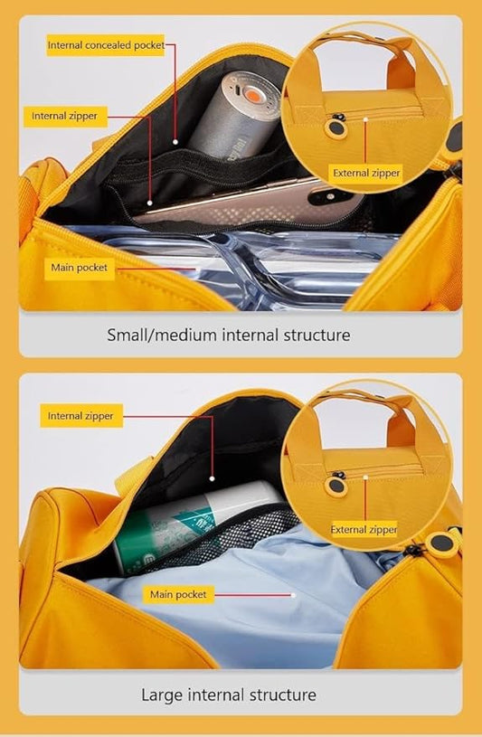 Gym Bag for Women, Waterproof Travel Bag with Wet Clothes Compartments and Adjustable Strap, Small Duffel Bag for Sports, Gyms and Weekend Getaway