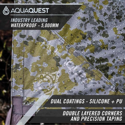 AquaQuest Safari Camping Tarp - Lightweight Durable Rain Fly - Waterproof Camping Essentials for Hiking, Backpacking & Hammock