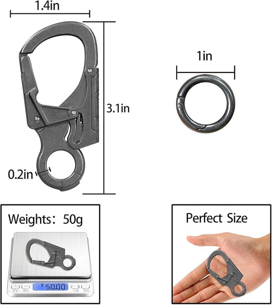 Ahiller Muscular Carabiner Hook,3.1" Alloy Thick Keychain Clip for Man, Outdoor Camping, Hiking Accessories, Key Ring