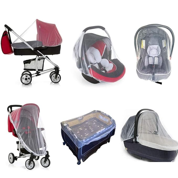 Baby Stroller Mosquito Net (2 Pack) - Durable Mesh Protection for Bassinets, Cradles, Playards, Pack N Plays & Portable Mini Cribs | Breathable Universal Fit Insect Barrier (Black)