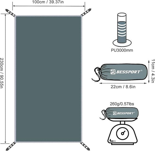 Bessport Tent Footprint for 1-2-3-4 Person Tent Waterproof Camping Tarp with Drawstring Carrying Bag for Picnic, Hiking and Other Outdoor Activities