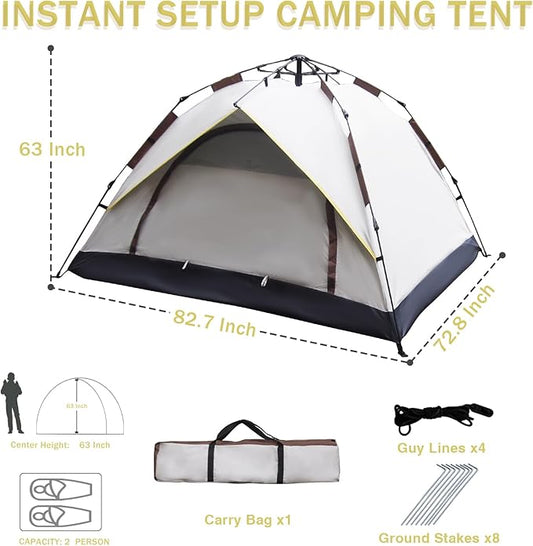 1/2/3 Person Camping Tent, Instant Pop Up Tents for Camping, Waterproof Windproof Family Tents, Easy Set Up Tent, Portable Dome Tent for Camping Hiking Backpacking Traveling