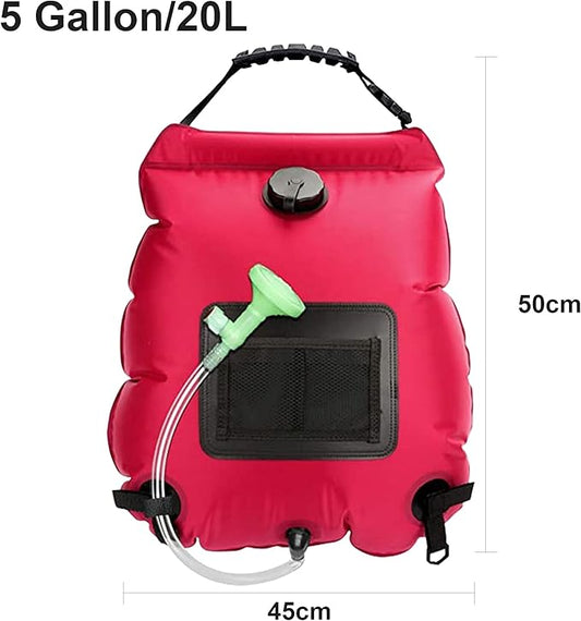 Solar Shower Bag, Solar Heating Camping Shower Bag, 5Gal(20L) Portable Camping Shower Bag, with Removable Hose and On-Off Switchable Shower Head, for Outdoor Traveling/Climbing/Hiking/Beach/Swimming