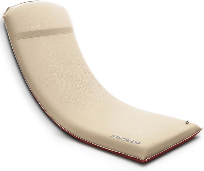 INVOKER 3.15" Self-Inflating Camping Sleeping Pad, Ultra-Thick Foam Fast Inflating Camping Mat Air Mattress with Pillow, 4-Season Insulated for Tent, Car, Camping, Travel, Khaki with Pink-Orange