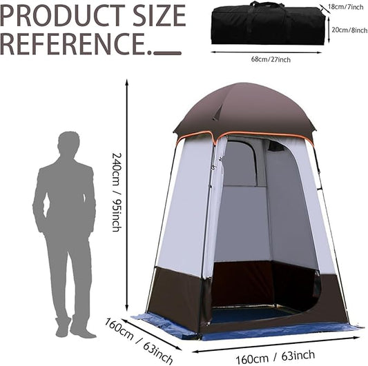 Camping Tent Shower Tent,Outdoor Changing with Built-in Hook,Holds 20 Liters of Water,63 * 63 * 95 Inch,210D Oxford Cloth Waterproof - Portable Toilet Shelter with Carrying Bag for Camping,Beach