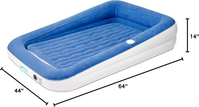 SoundAsleep Dream Series Kids Air Mattress with High Speed External Pump - Extra Tall Safety Bumpers - Portable, Toddler Blow up Bed for Kids - Inflatable Toddler Air Mattress for Home and Camping